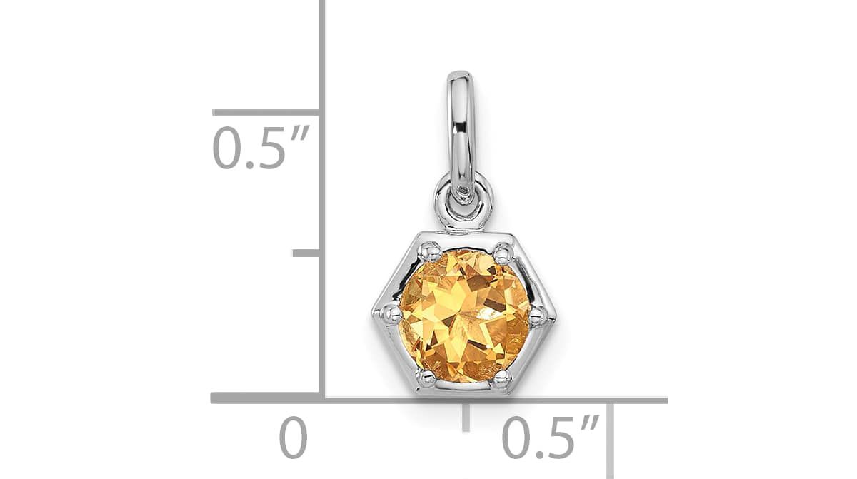 5/8 ct. t.w. Citrine Polished Solitaire Charm Pendant in Rhodium-plated Sterling Silver