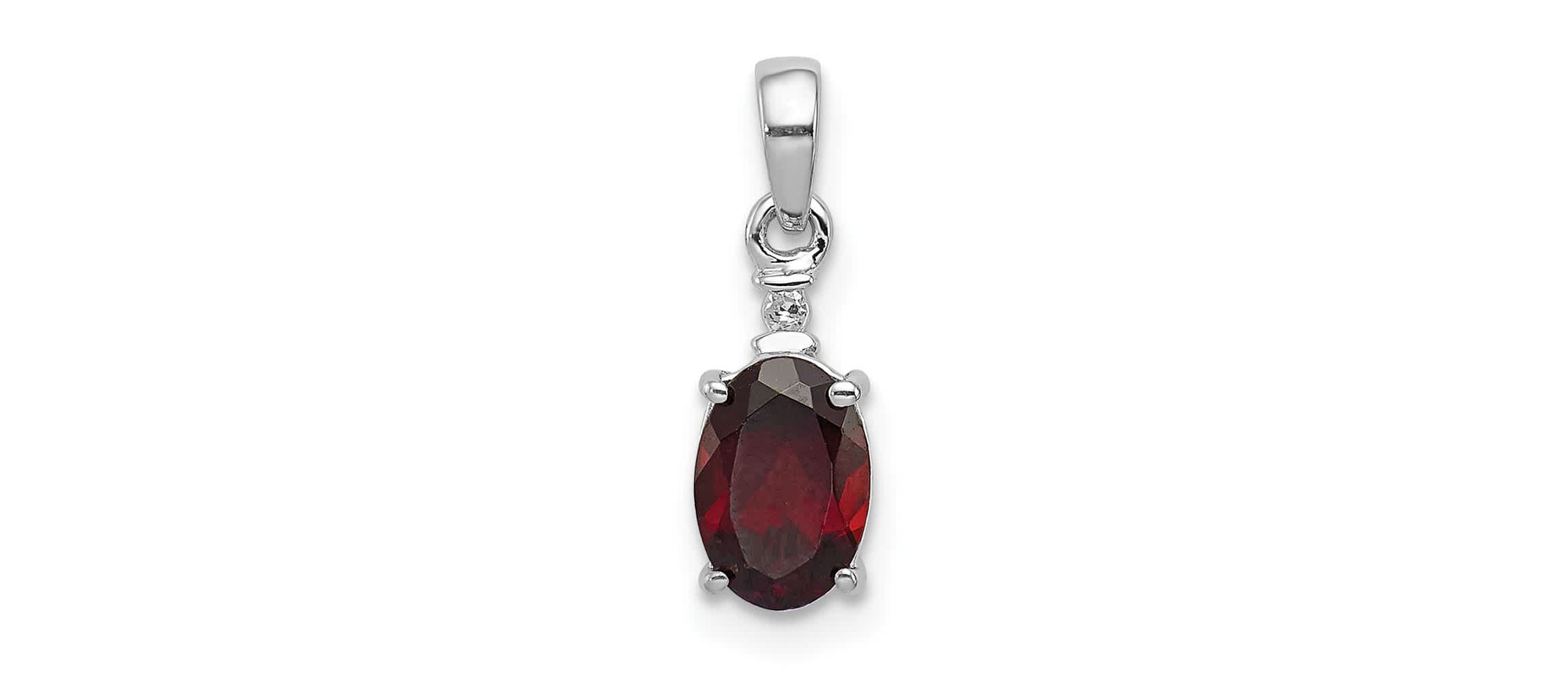1 ct. t.w. Garnet and 0.01 ct. t.w. Diamond Pendant in Rhodium-plated Sterling Silver