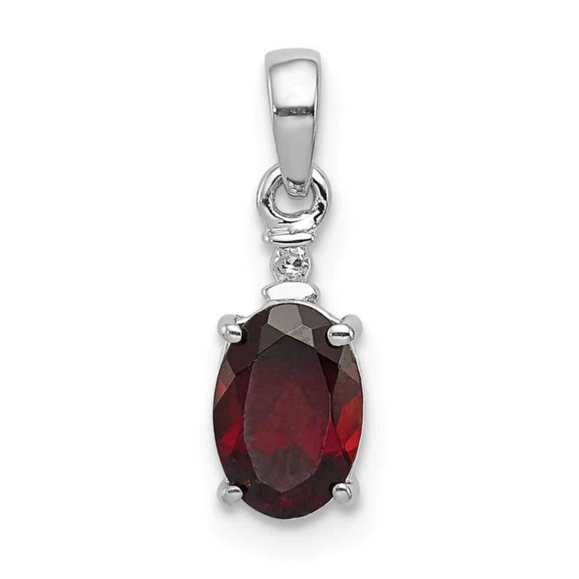 1 ct. t.w. Garnet and 0.01 ct. t.w. Diamond Pendant in Rhodium-plated Sterling Silver