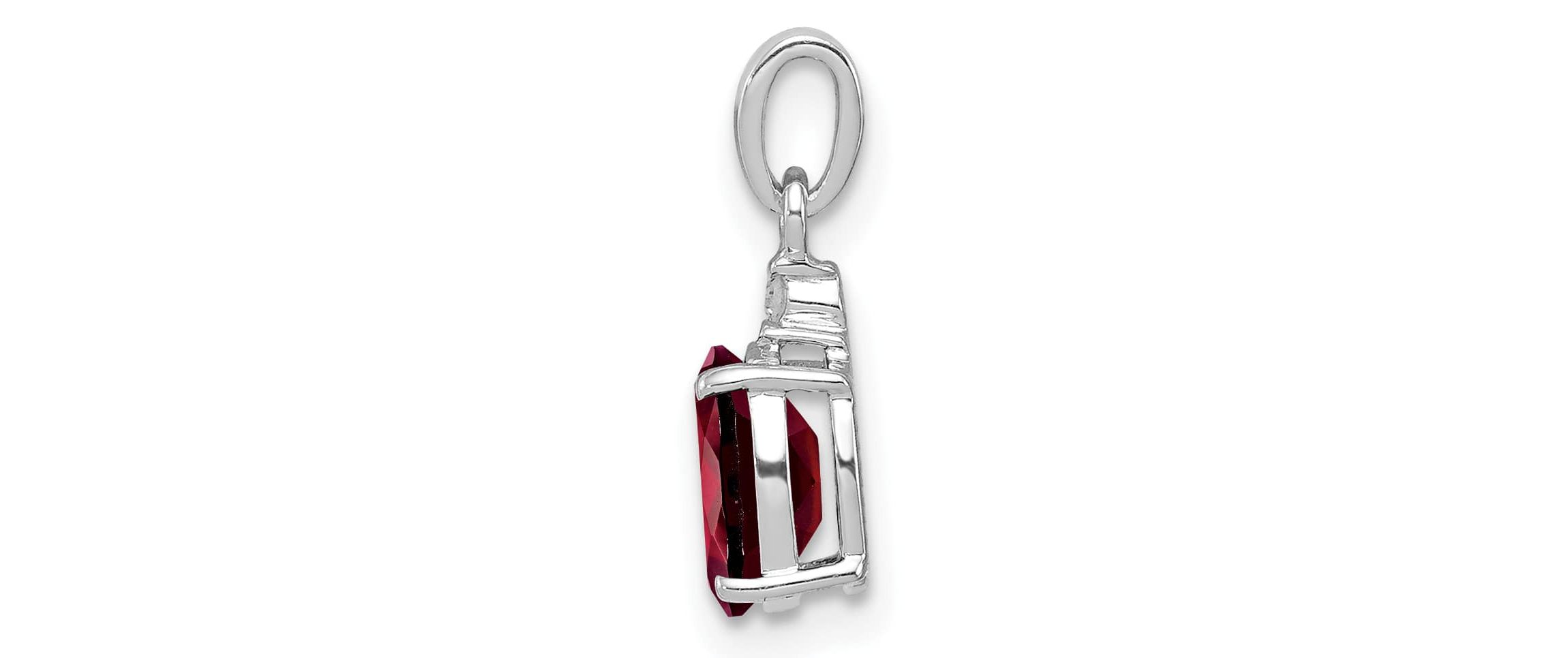 1 ct. t.w. Garnet and 0.01 ct. t.w. Diamond Pendant in Rhodium-plated Sterling Silver