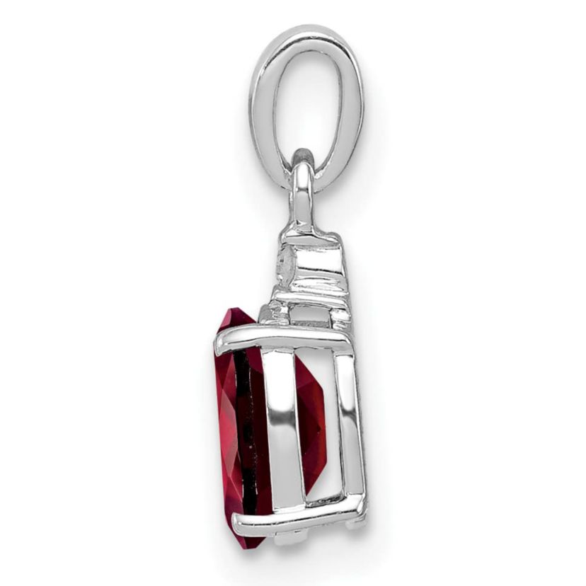 1 ct. t.w. Garnet and 0.01 ct. t.w. Diamond Pendant in Rhodium-plated Sterling Silver