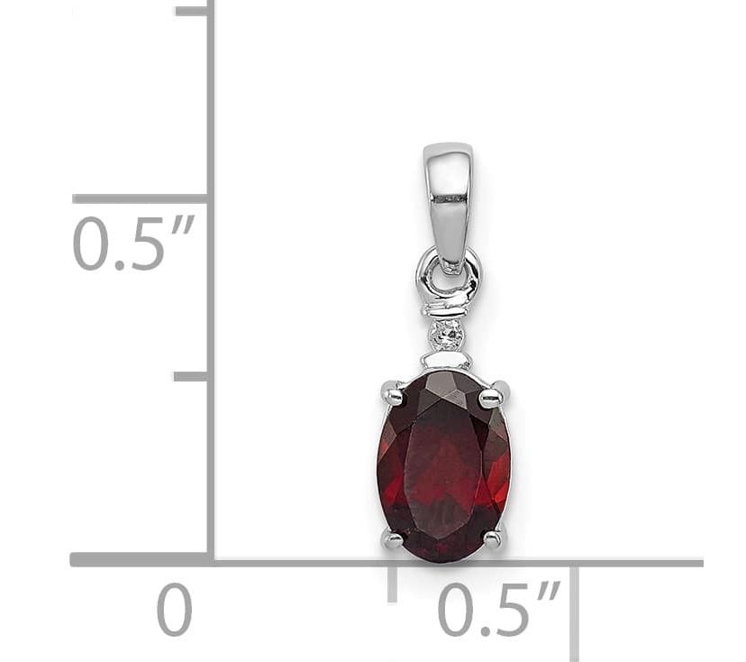1 ct. t.w. Garnet and 0.01 ct. t.w. Diamond Pendant in Rhodium-plated Sterling Silver