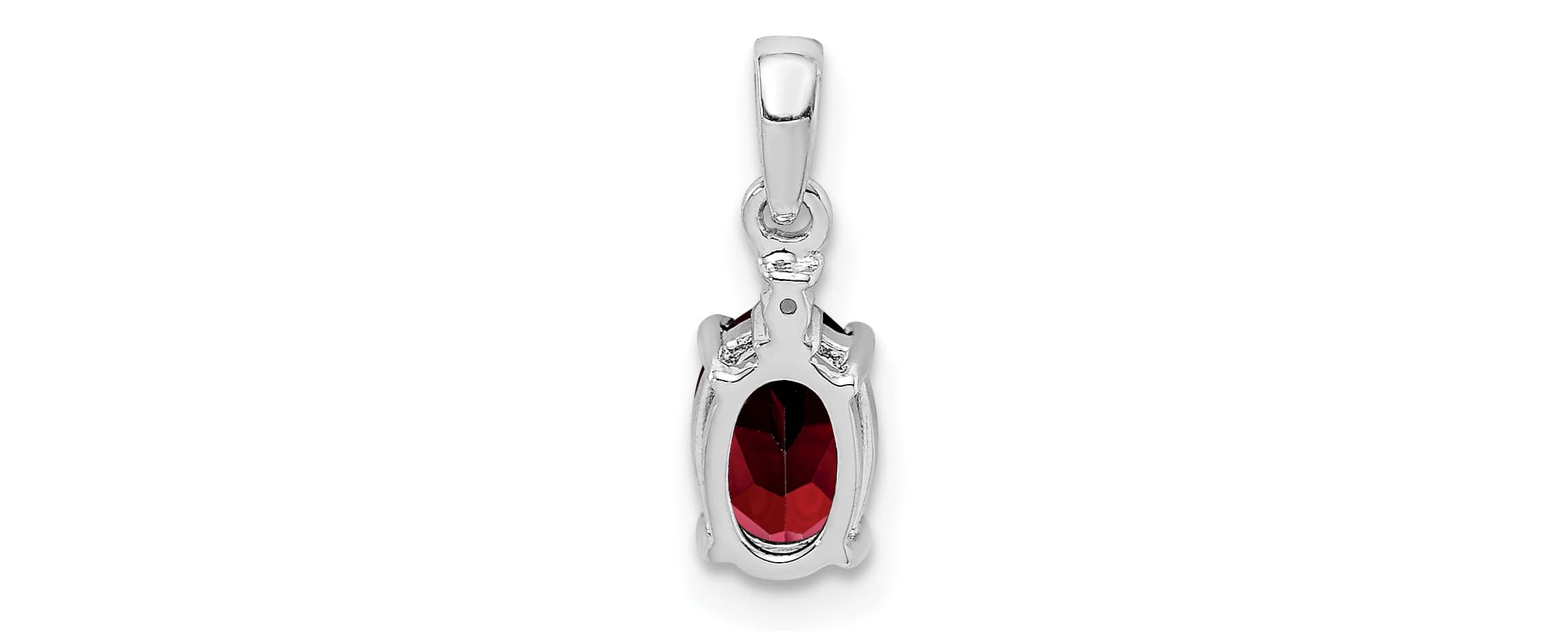 1 ct. t.w. Garnet and 0.01 ct. t.w. Diamond Pendant in Rhodium-plated Sterling Silver