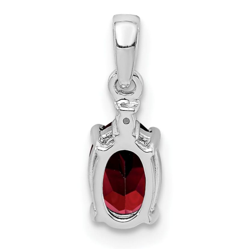 1 ct. t.w. Garnet and 0.01 ct. t.w. Diamond Pendant in Rhodium-plated Sterling Silver