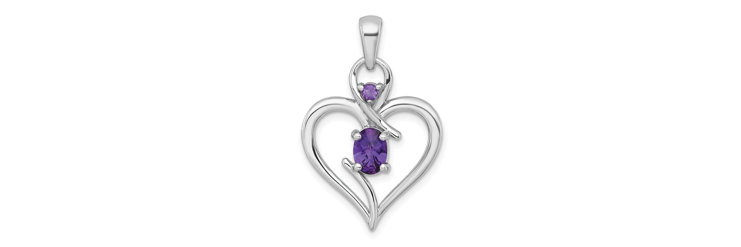 1.1 ct. t.w. Garnet Polished Open Heart Pendant in Rhodium-plated Sterling Silver