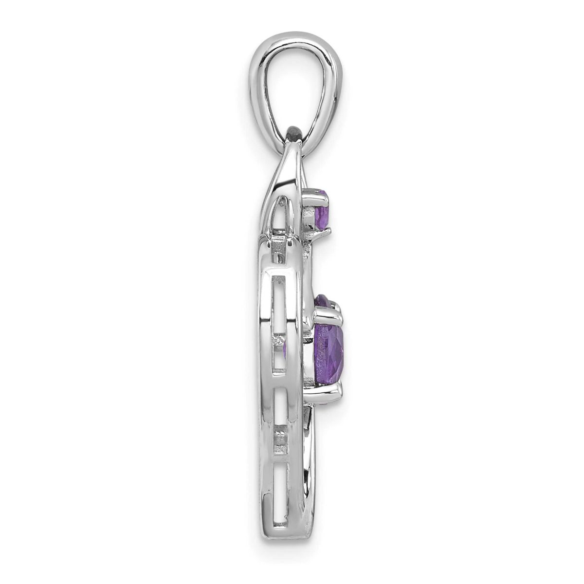 3/4 ct. t.w. Amethyst Polished Open Heart Pendant in Rhodium-plated Sterling Silver
