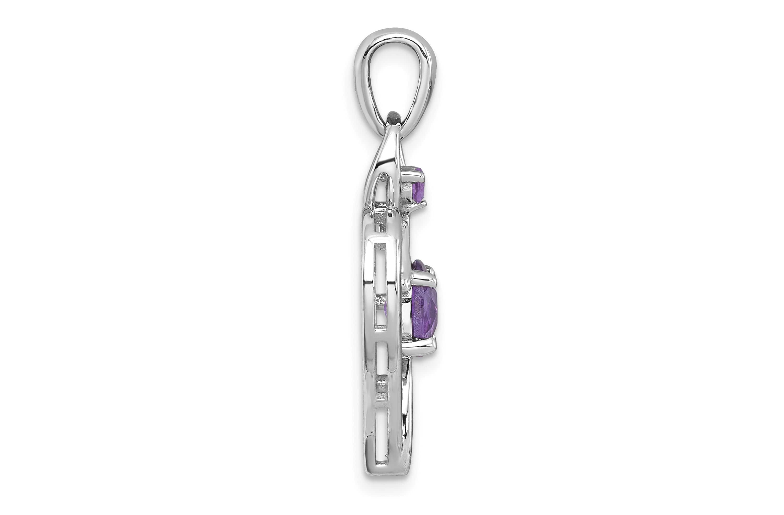 1.1 ct. t.w. Garnet Polished Open Heart Pendant in Rhodium-plated Sterling Silver