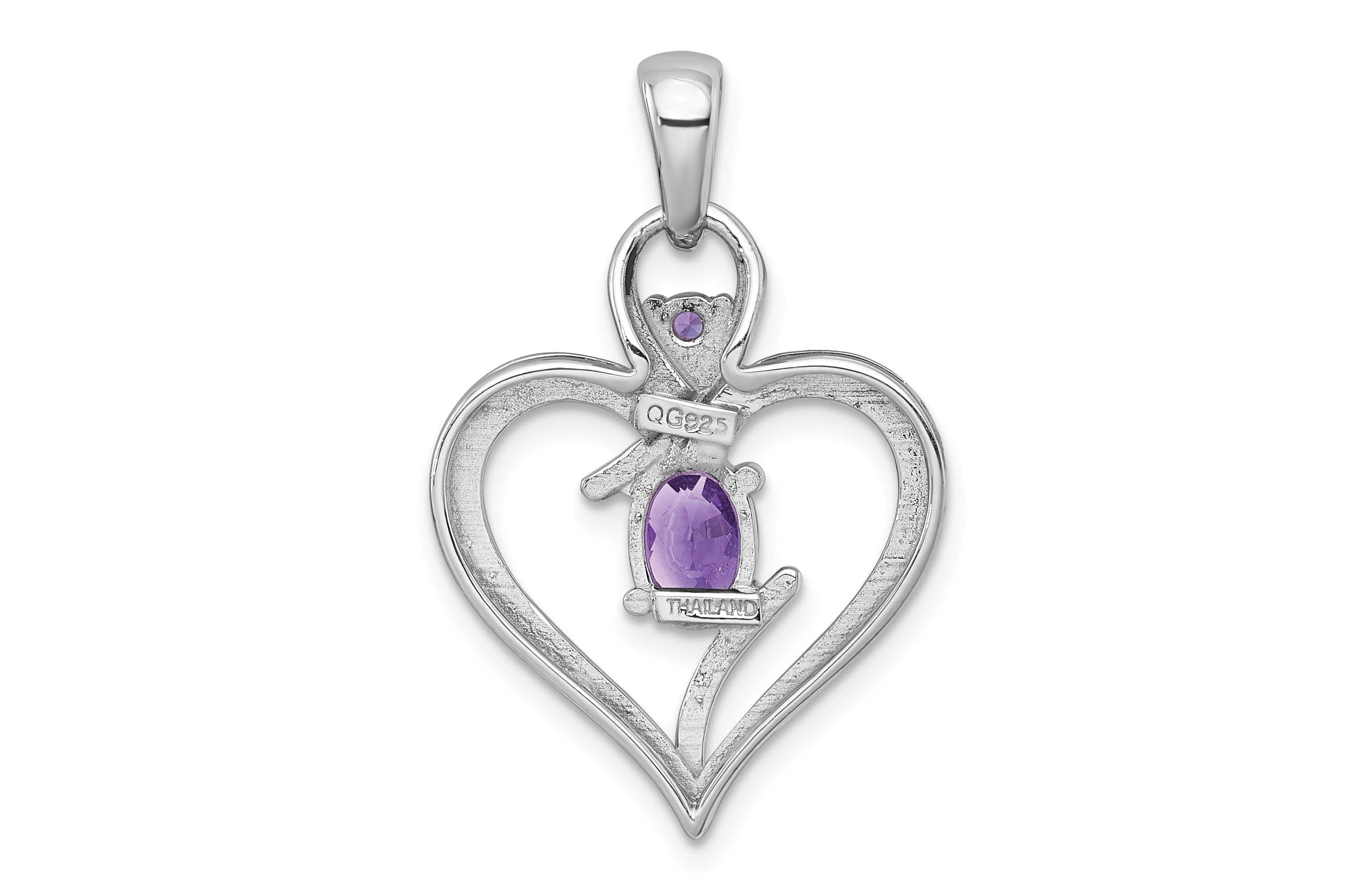 1.1 ct. t.w. Garnet Polished Open Heart Pendant in Rhodium-plated Sterling Silver