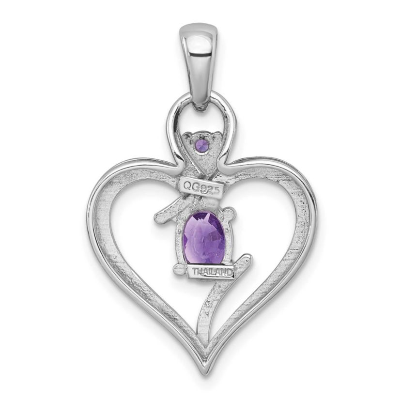 1.1 ct. t.w. Garnet Polished Open Heart Pendant in Rhodium-plated Sterling Silver
