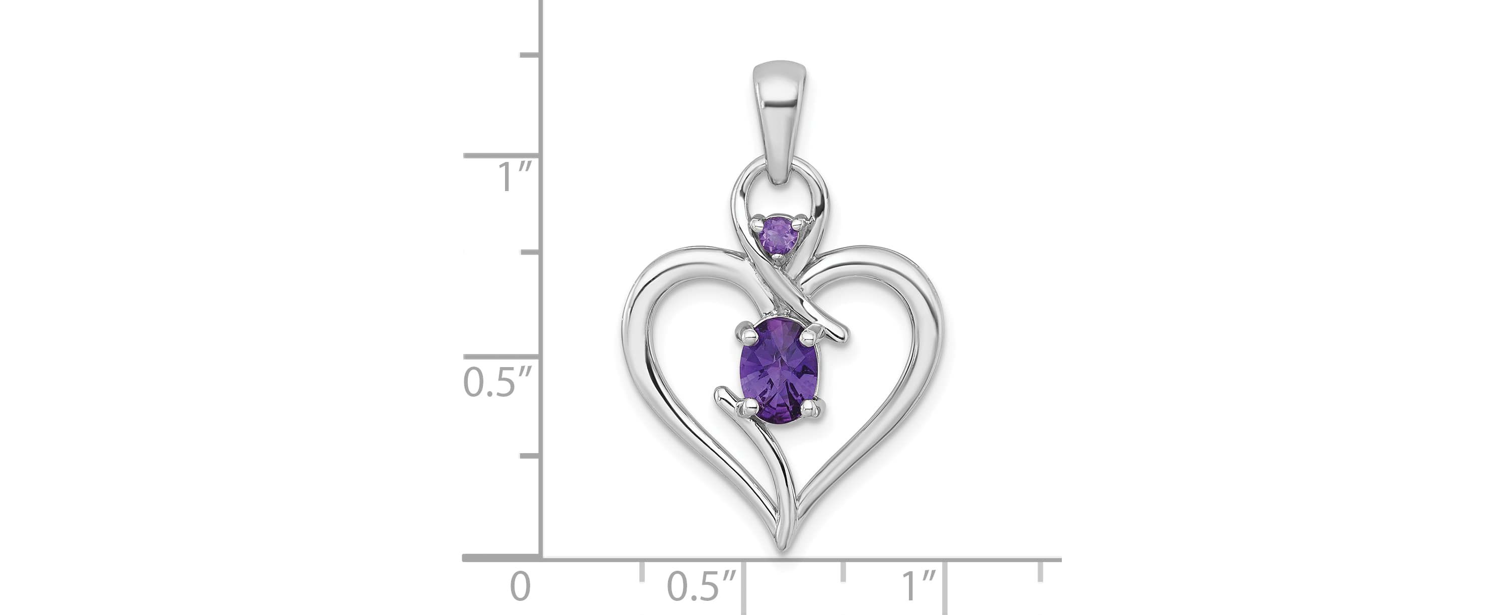1.1 ct. t.w. Garnet Polished Open Heart Pendant in Rhodium-plated Sterling Silver