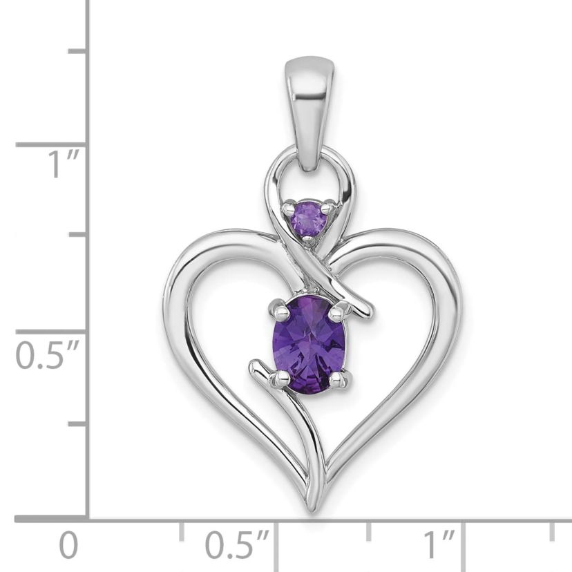 1.1 ct. t.w. Garnet Polished Open Heart Pendant in Rhodium-plated Sterling Silver