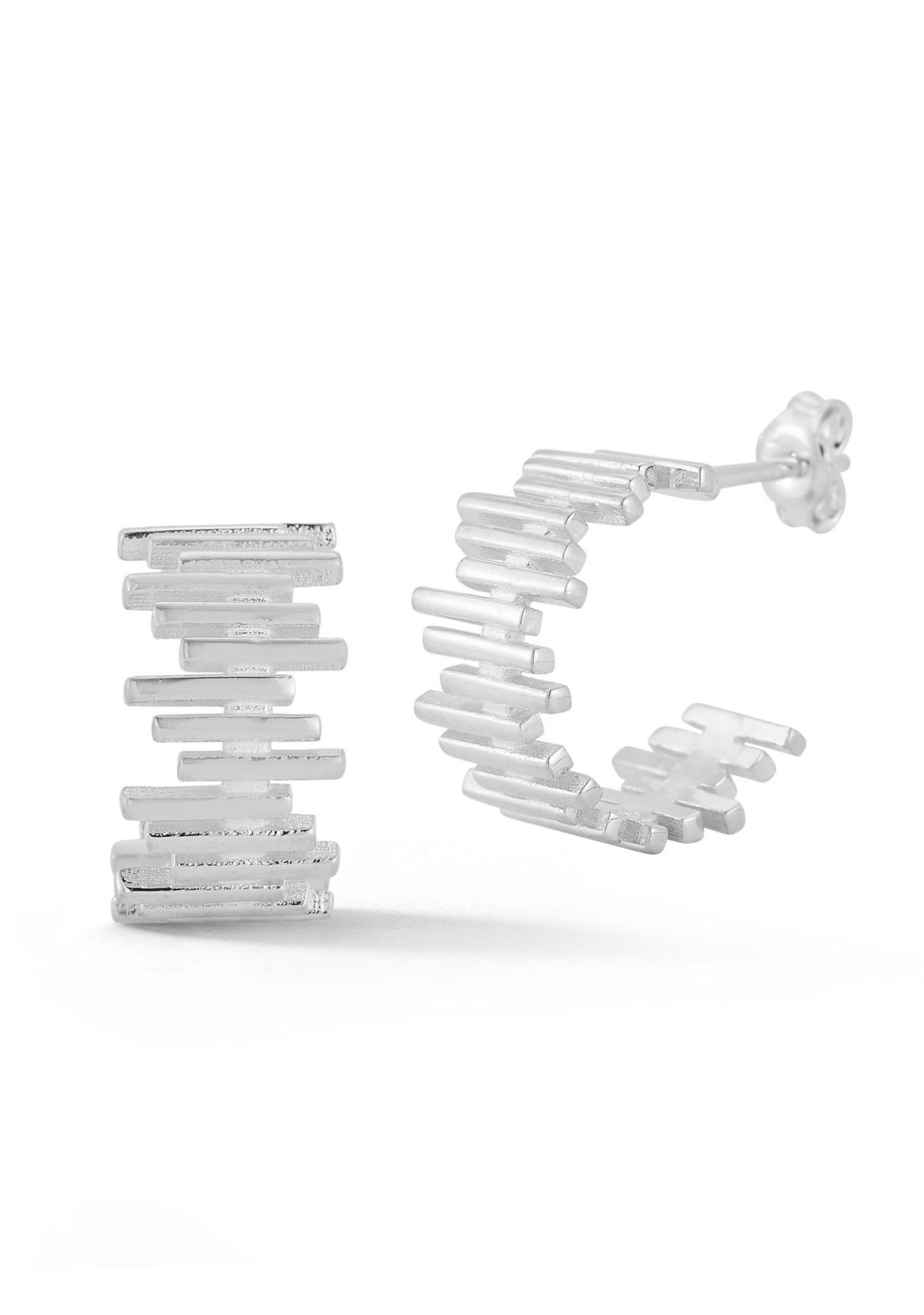 Sterling Silver Ribbed Hoop Earrings