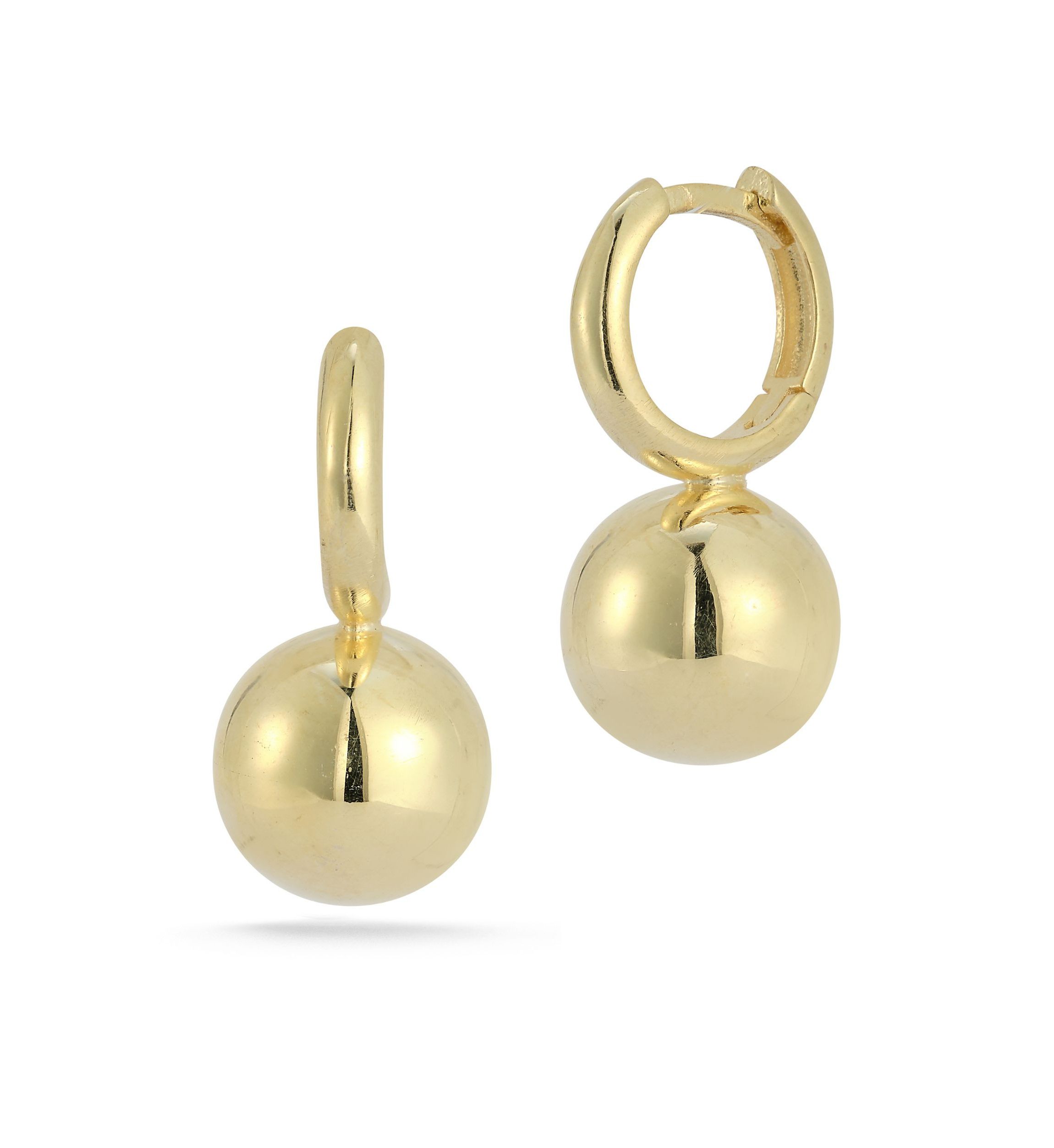 Sterling Silver Ball Station Huggie Hoop Earrings