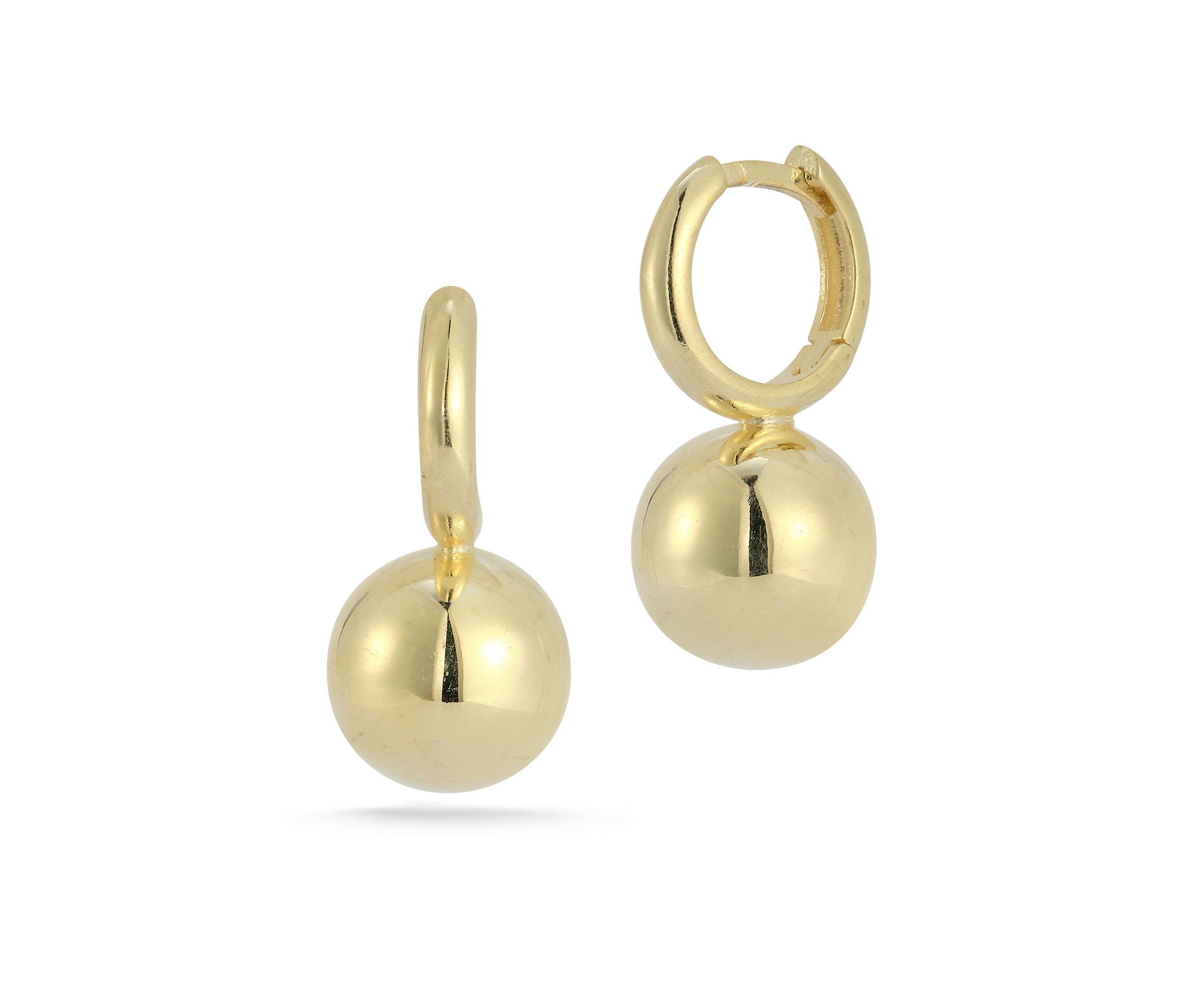 Sterling Silver Ball Station Huggie Hoop Earrings