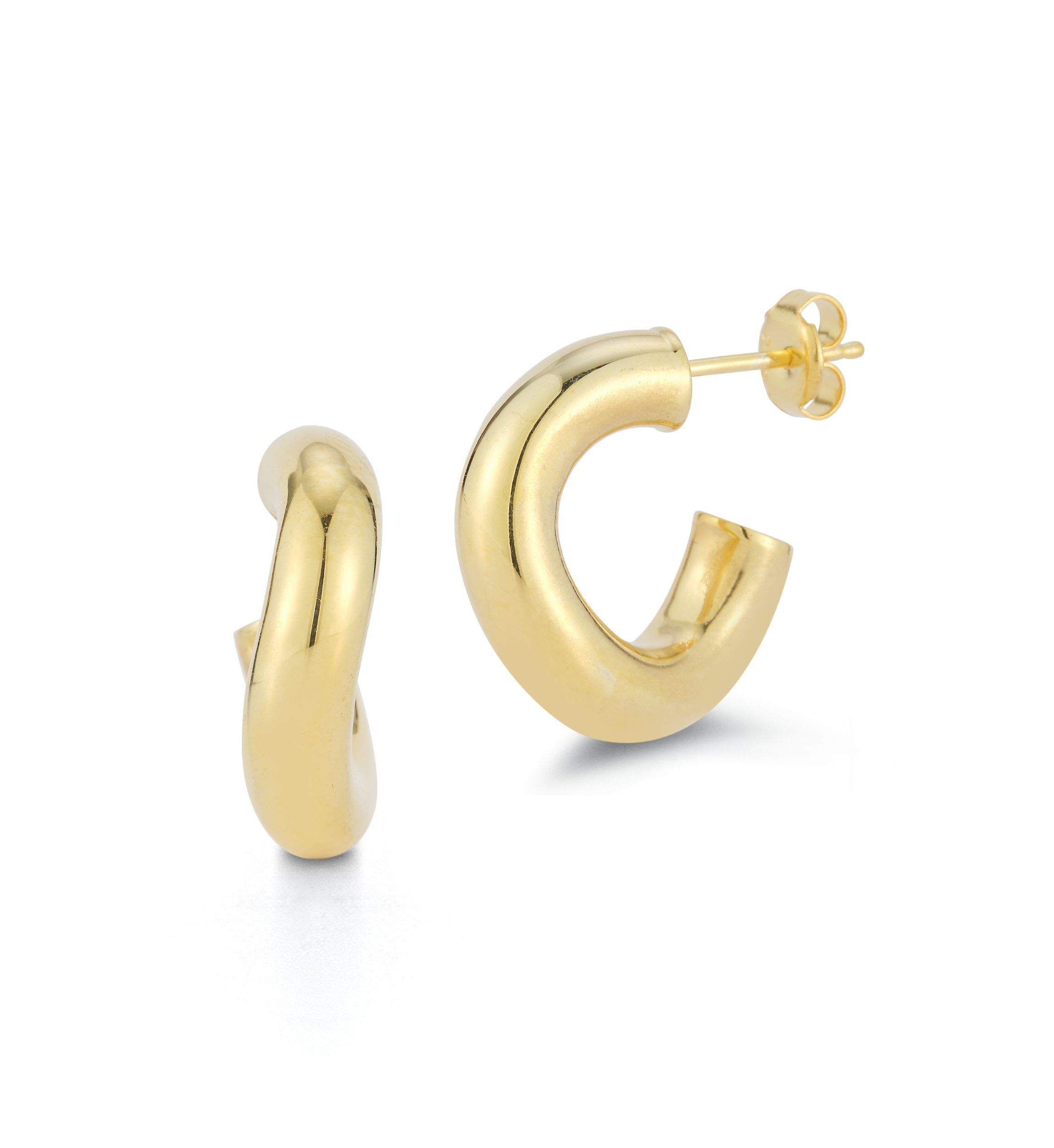 Sterling Silver Small Wave Tube Hoop Earrings