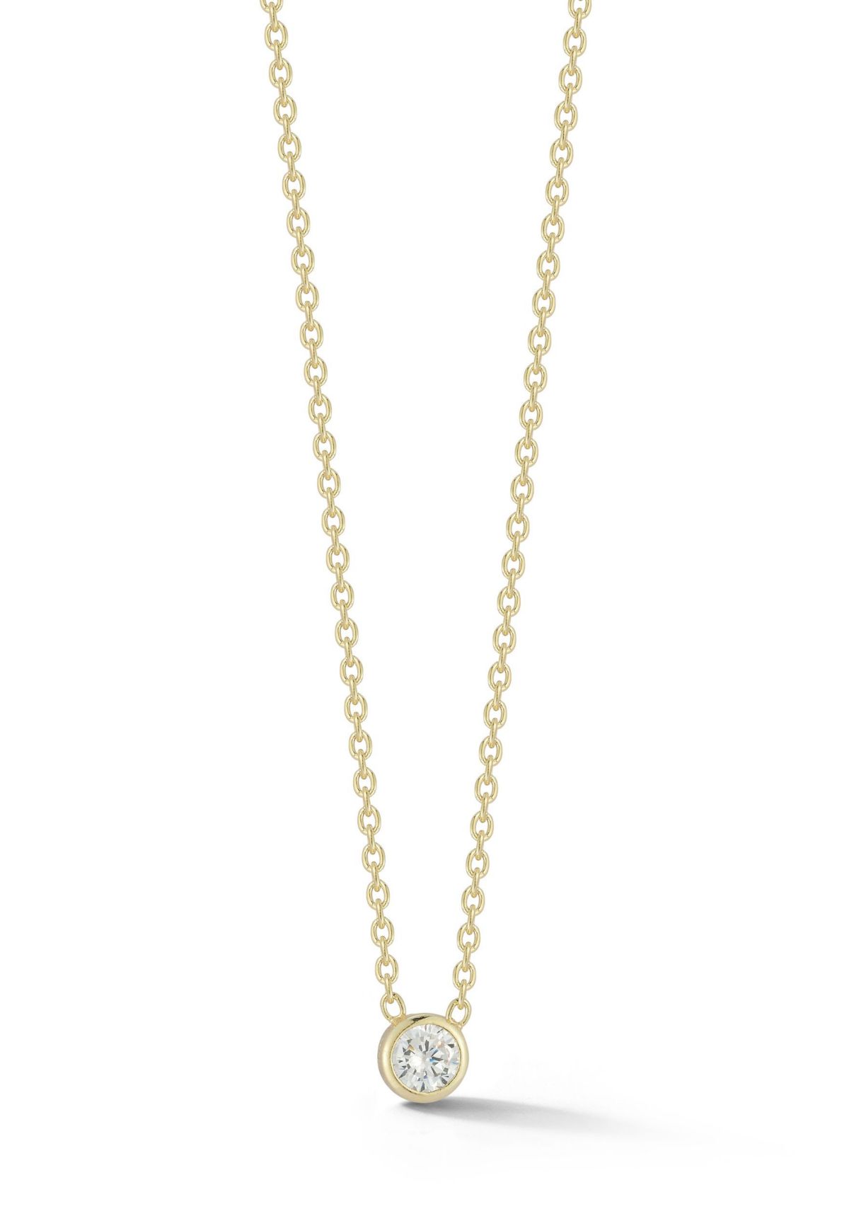 Sterling Silver Cubic Zirconia Bezel Solitaire Necklace