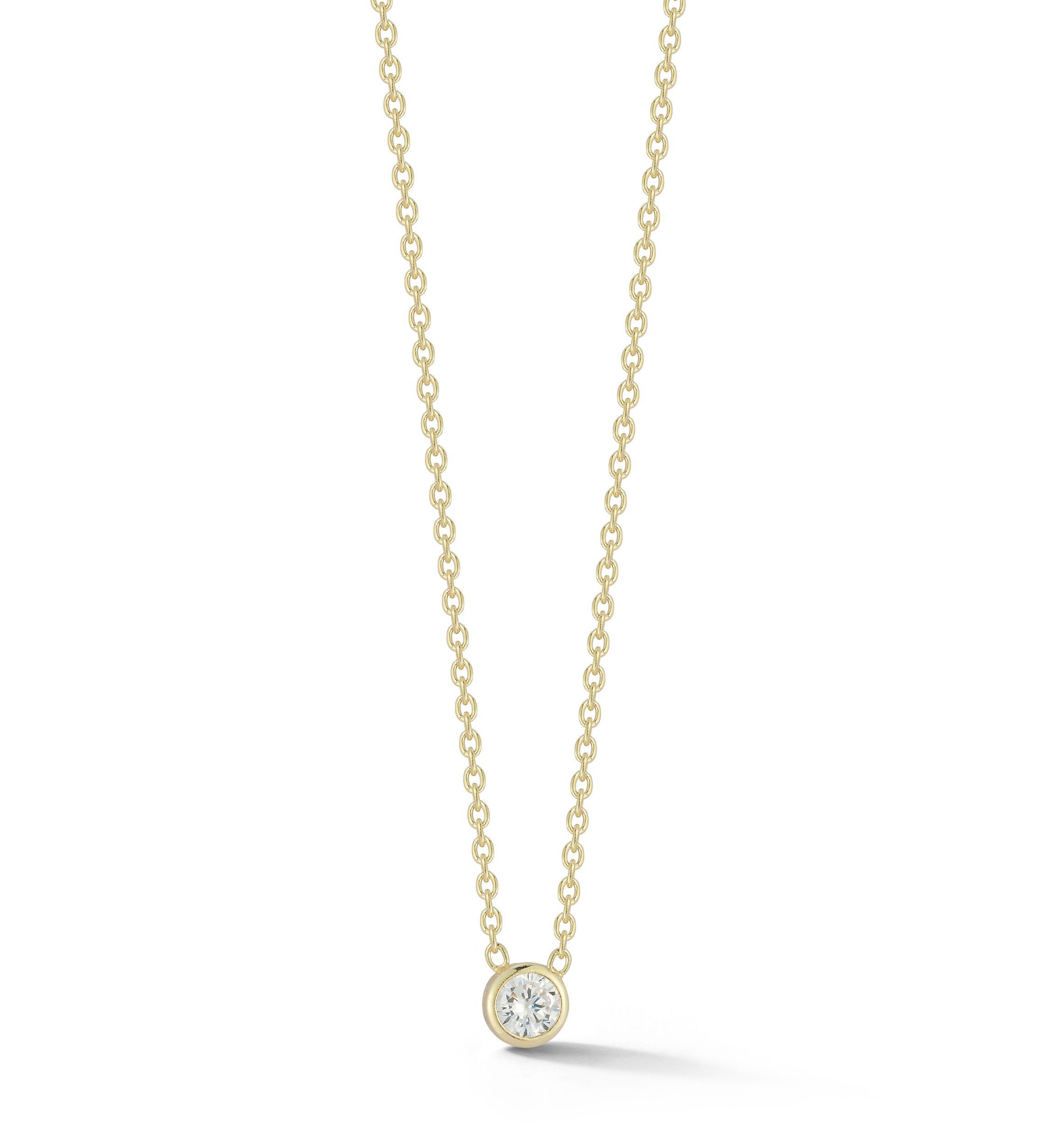Sterling Silver Cubic Zirconia Bezel Solitaire Necklace