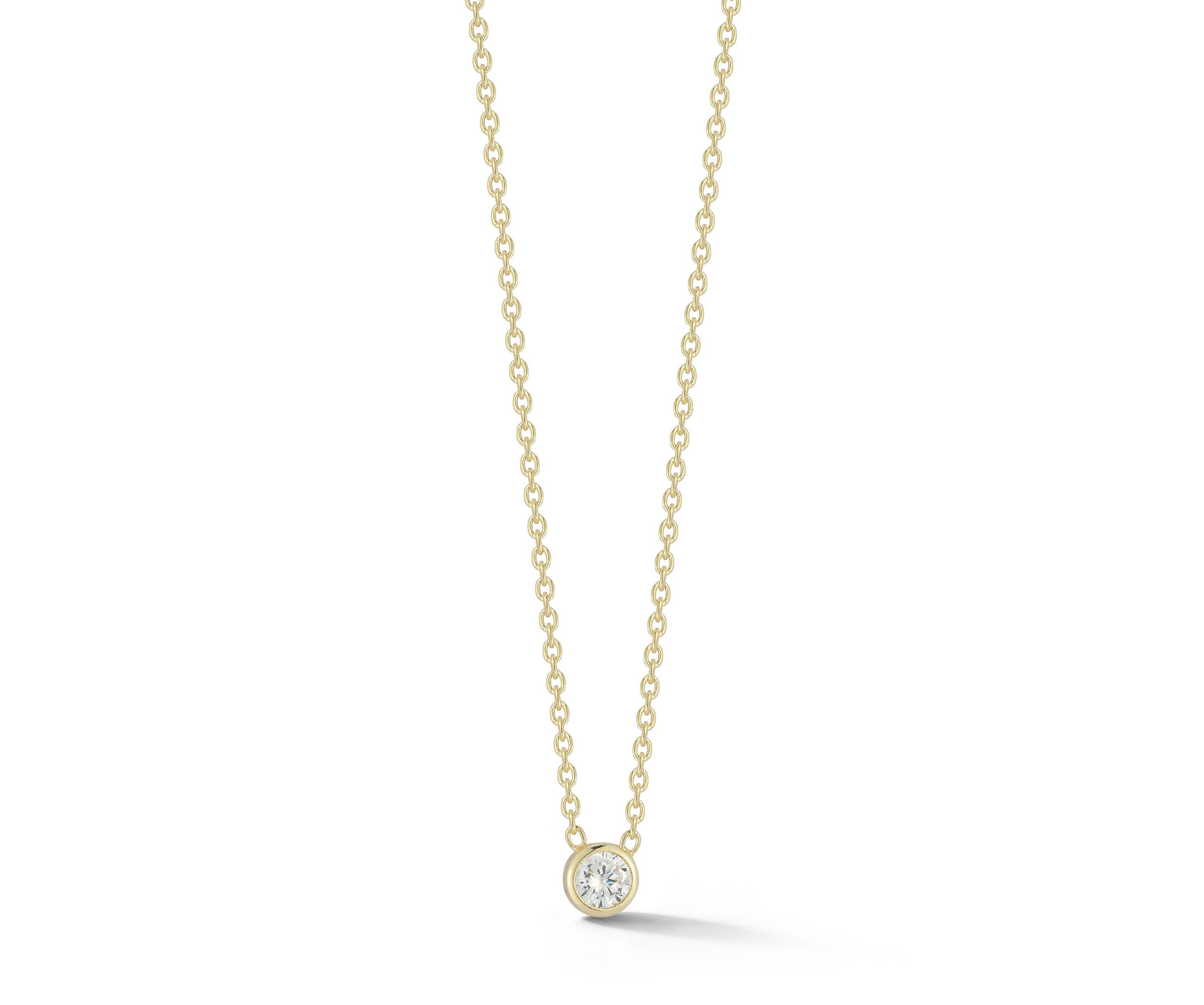 Sterling Silver Cubic Zirconia Bezel Solitaire Necklace