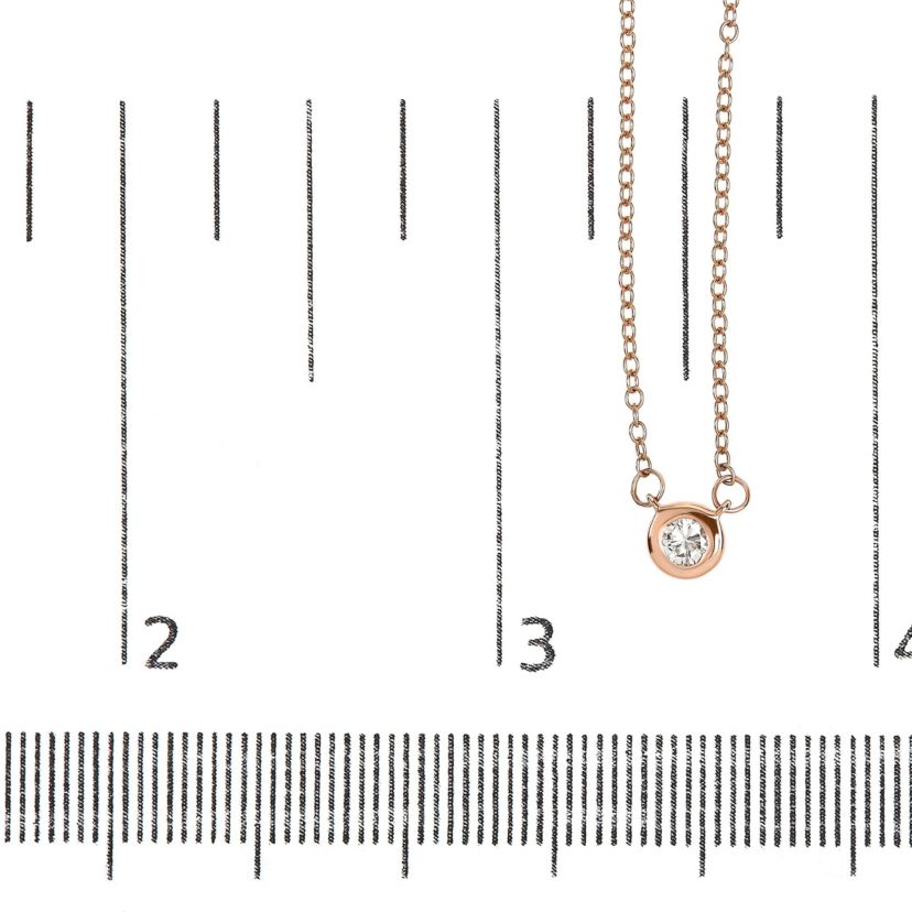 10K Gold 1/5 Cttw Round Diamond Modern Bezel-Set Solitaire 16"-18" Pendant Necklace