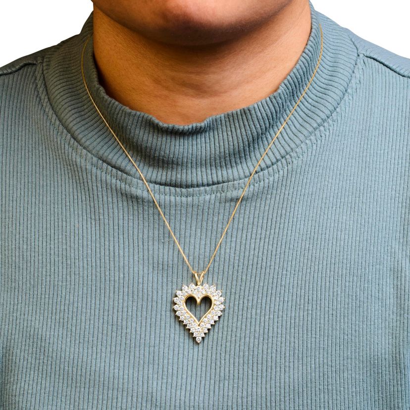 .925 Sterling Silver 3.00 Cttw Diamond Cluster Heart 18" Pendant Necklace