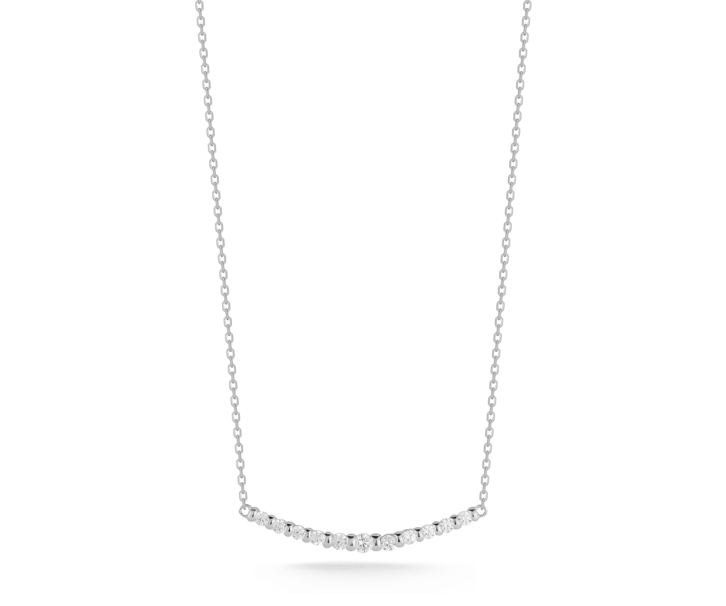 Sterling Silver Cubic Zirconia Curved Bar Necklace