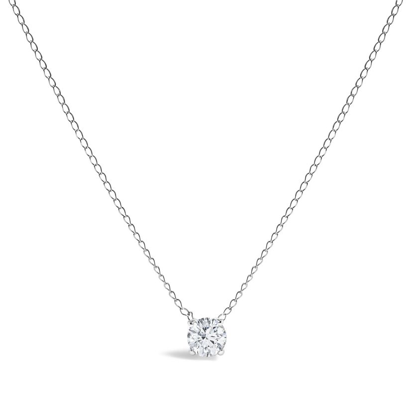 Lab Created 14K Gold Floating 1/2 Cttw Lab Grown Diamond Solitaire Pendant Necklace - 18" Inches