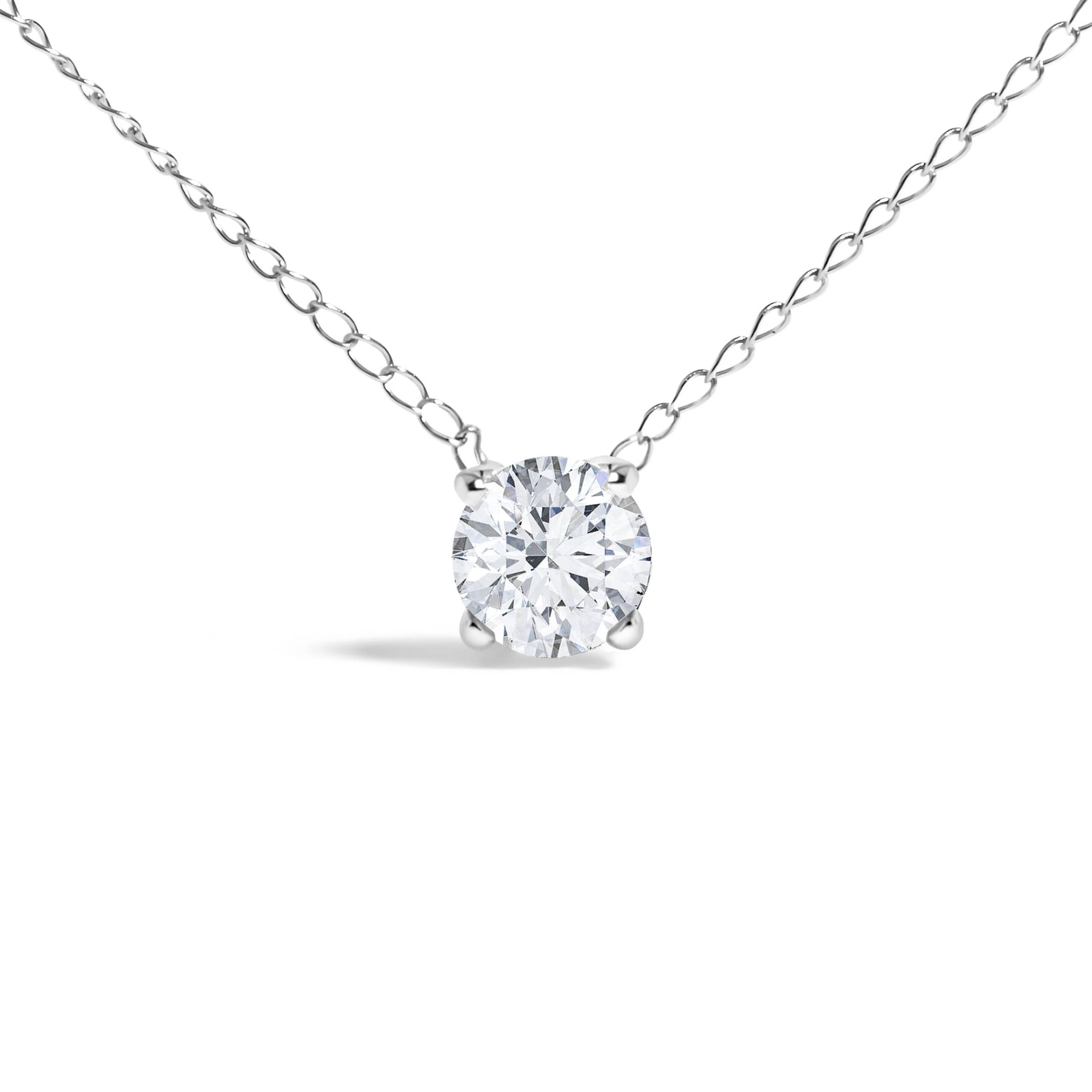 Lab Created 14K Gold Floating 1/2 Cttw Lab Grown Diamond Solitaire Pendant Necklace - 18" Inches