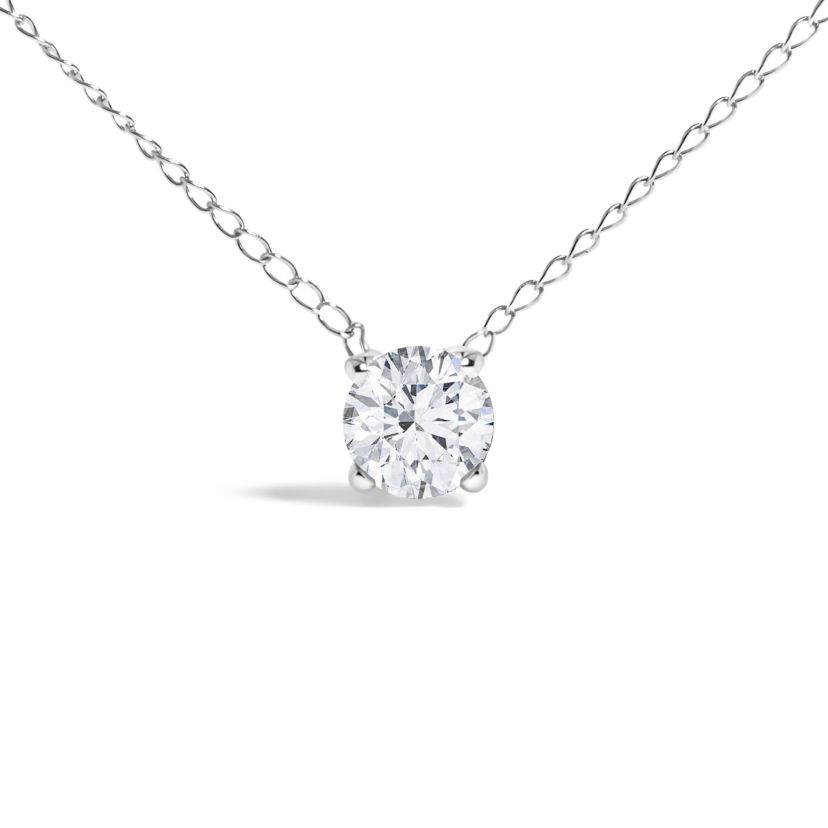 Lab Created 14K Gold Floating 1/2 Cttw Lab Grown Diamond Solitaire Pendant Necklace - 18" Inches