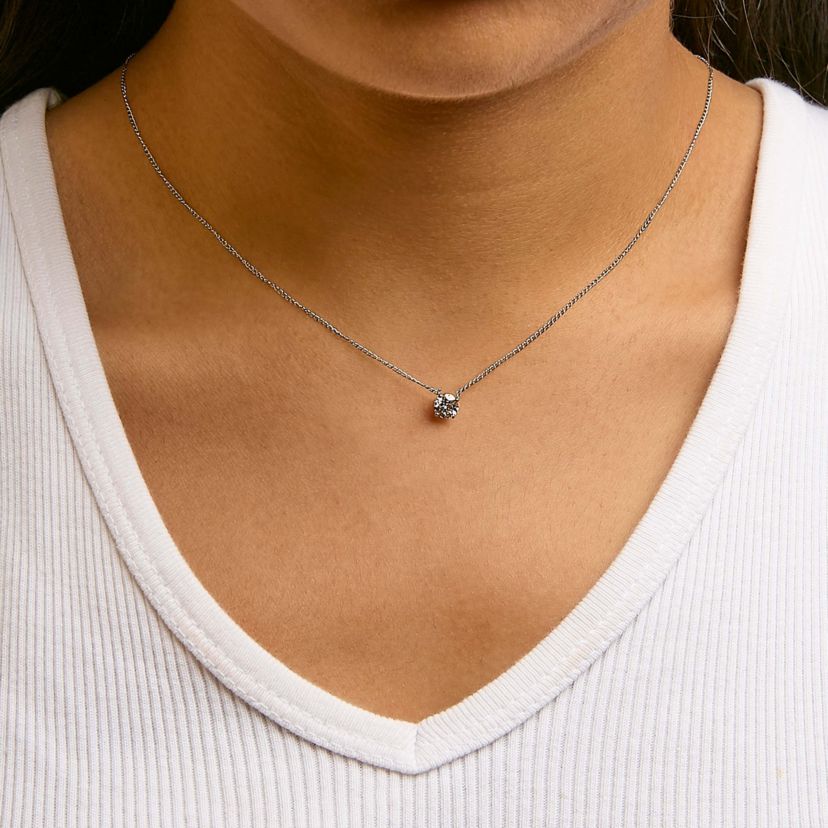 Lab Created 14K Gold Floating 1/2 Cttw Lab Grown Diamond Solitaire Pendant Necklace - 18" Inches