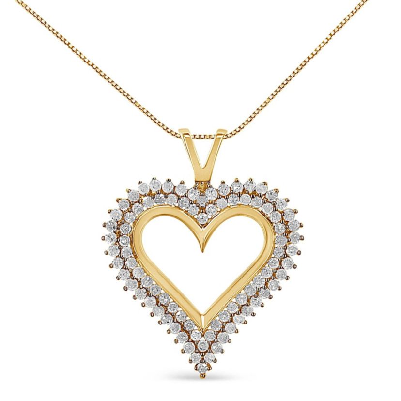 .925 Sterling Silver 3.00 Cttw Diamond Heart 18" Pendant Necklace