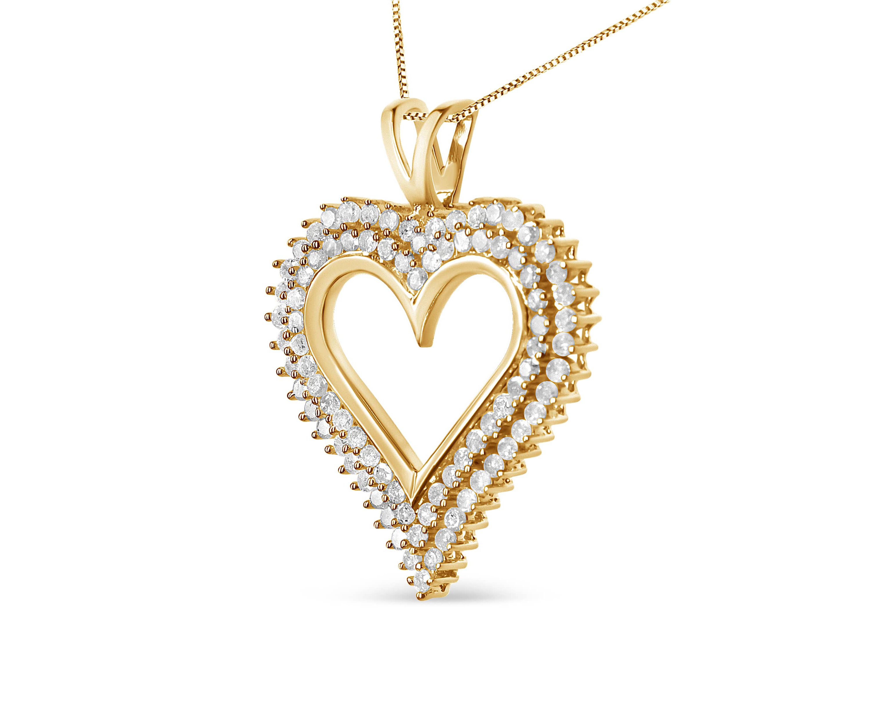 .925 Sterling Silver 3.00 Cttw Diamond Heart 18" Pendant Necklace