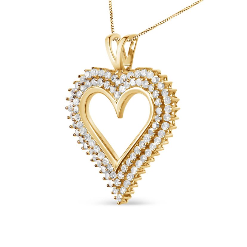 .925 Sterling Silver 3.00 Cttw Diamond Heart 18" Pendant Necklace