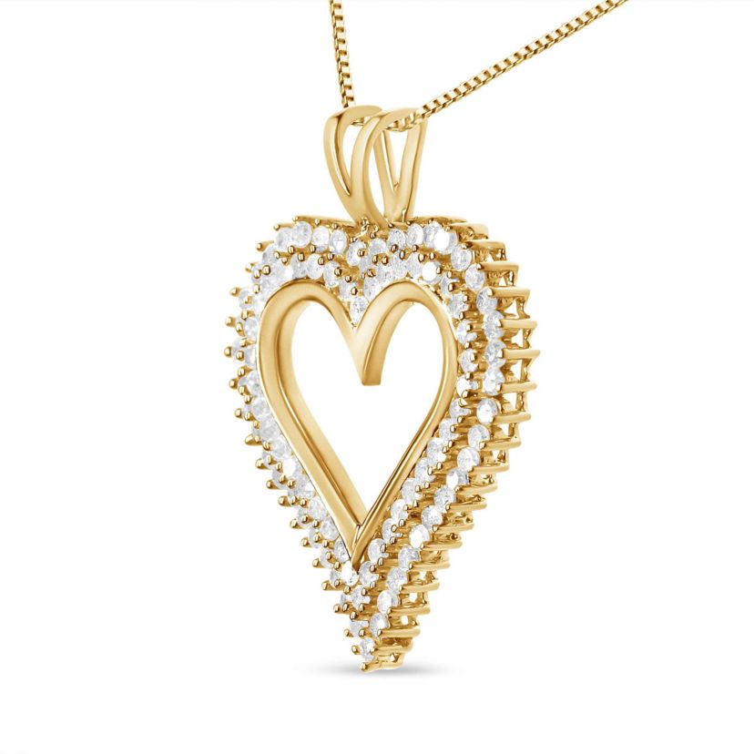 .925 Sterling Silver 3.00 Cttw Diamond Heart 18" Pendant Necklace