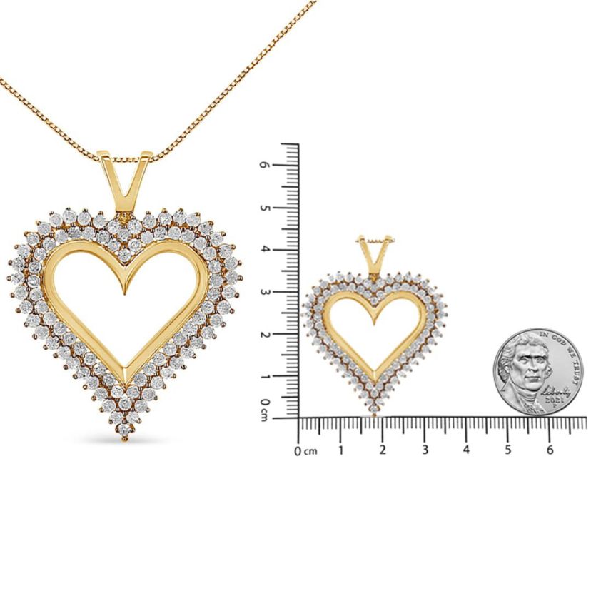 .925 Sterling Silver 3.00 Cttw Diamond Heart 18" Pendant Necklace