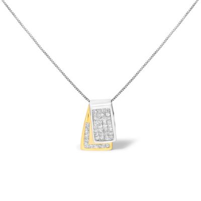 Haus of Brilliance 14K Gold 1.0 Cttw Diamond Two Tone Foldover Box Pendant 18â Box Chain Necklace