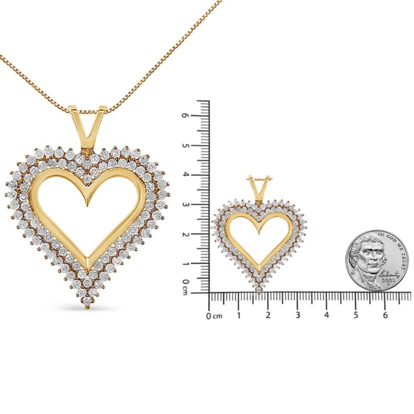 .925 Sterling Silver 2.00 Cttw Diamond Heart 18" Pendant Necklace