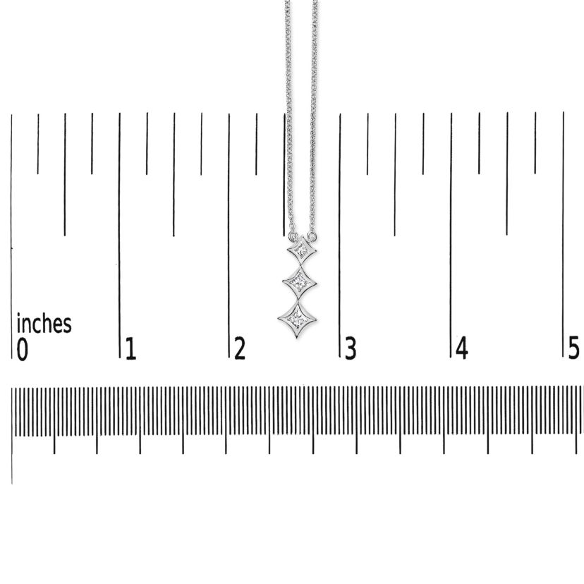 10K Gold 1/5 Cttw Princess Cut Diamond 3 Stone Drop 18" Pendant Necklace