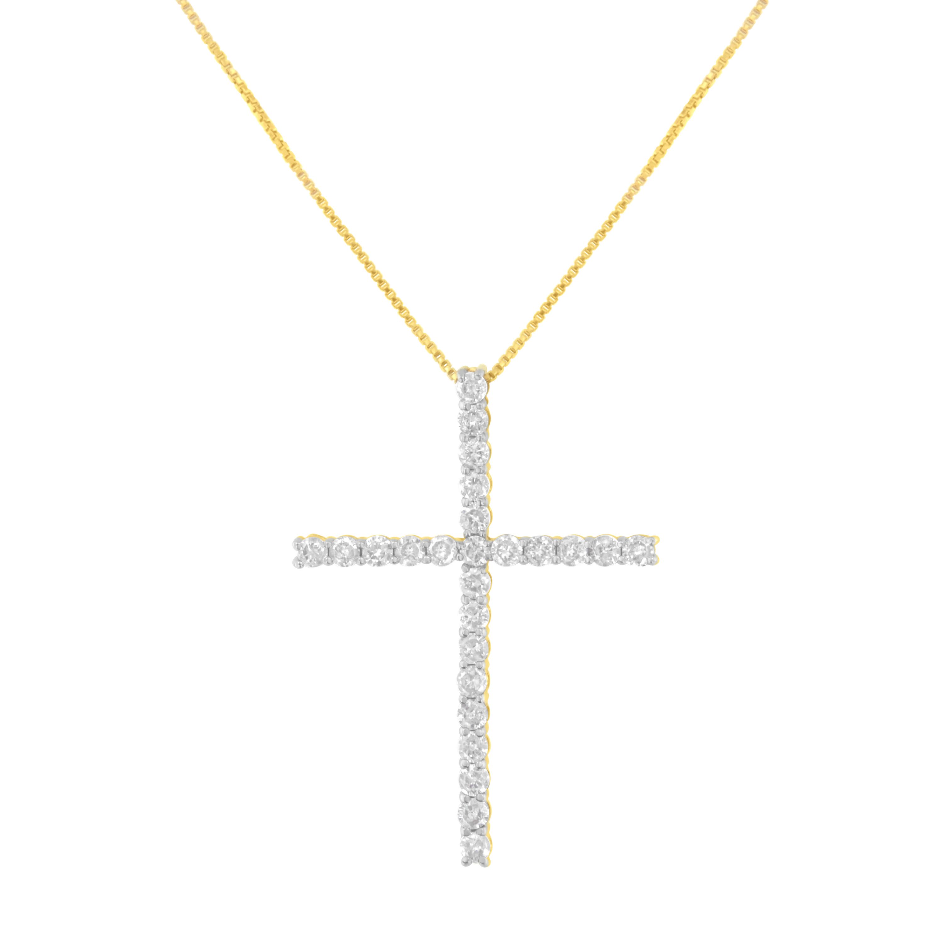 Silver 2.0 Cttw Diamond 1-1/4" Cross Pendant with Box Chain Necklace - 18"