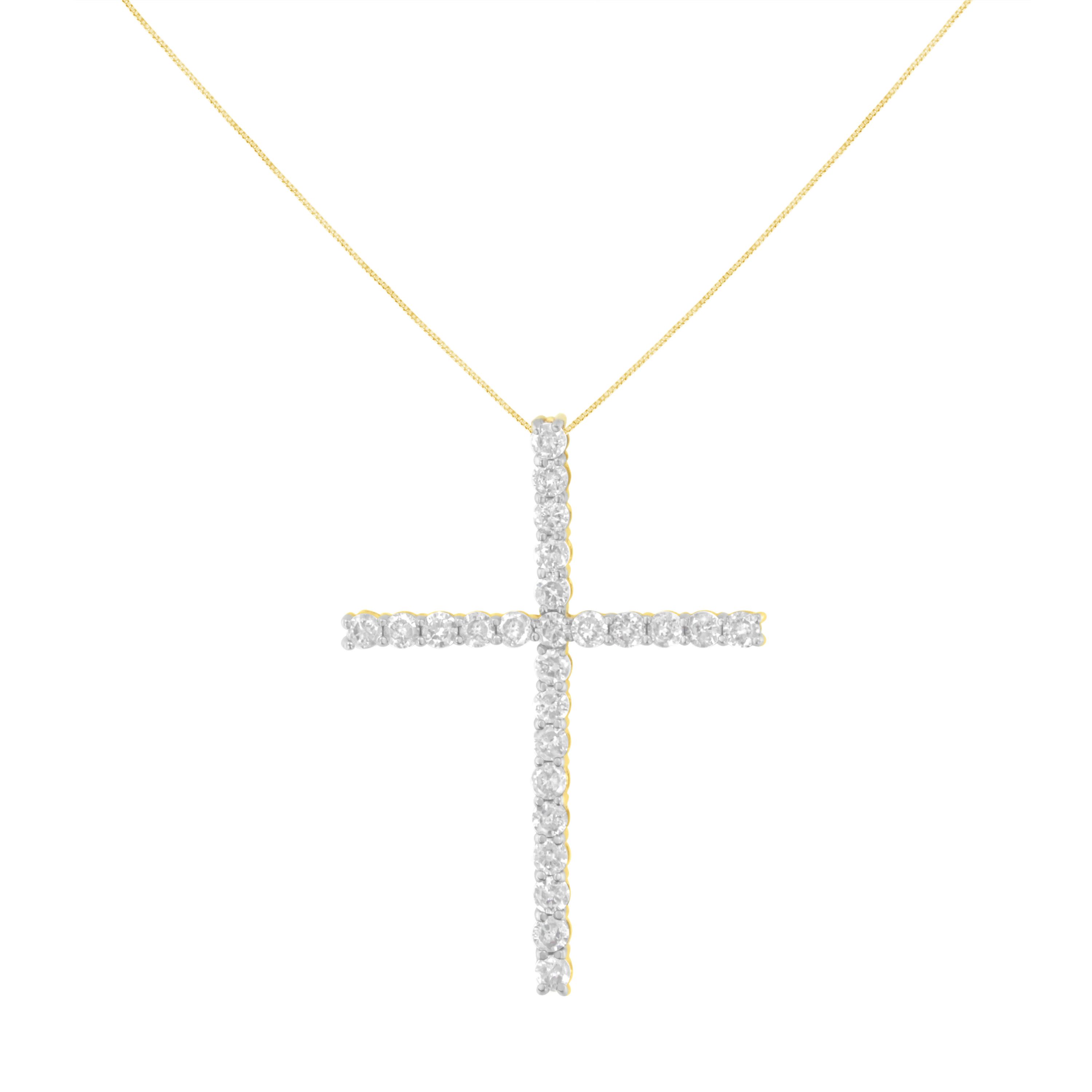 Silver 2.0 Cttw Diamond 1-1/4" Cross Pendant with Box Chain Necklace - 18"