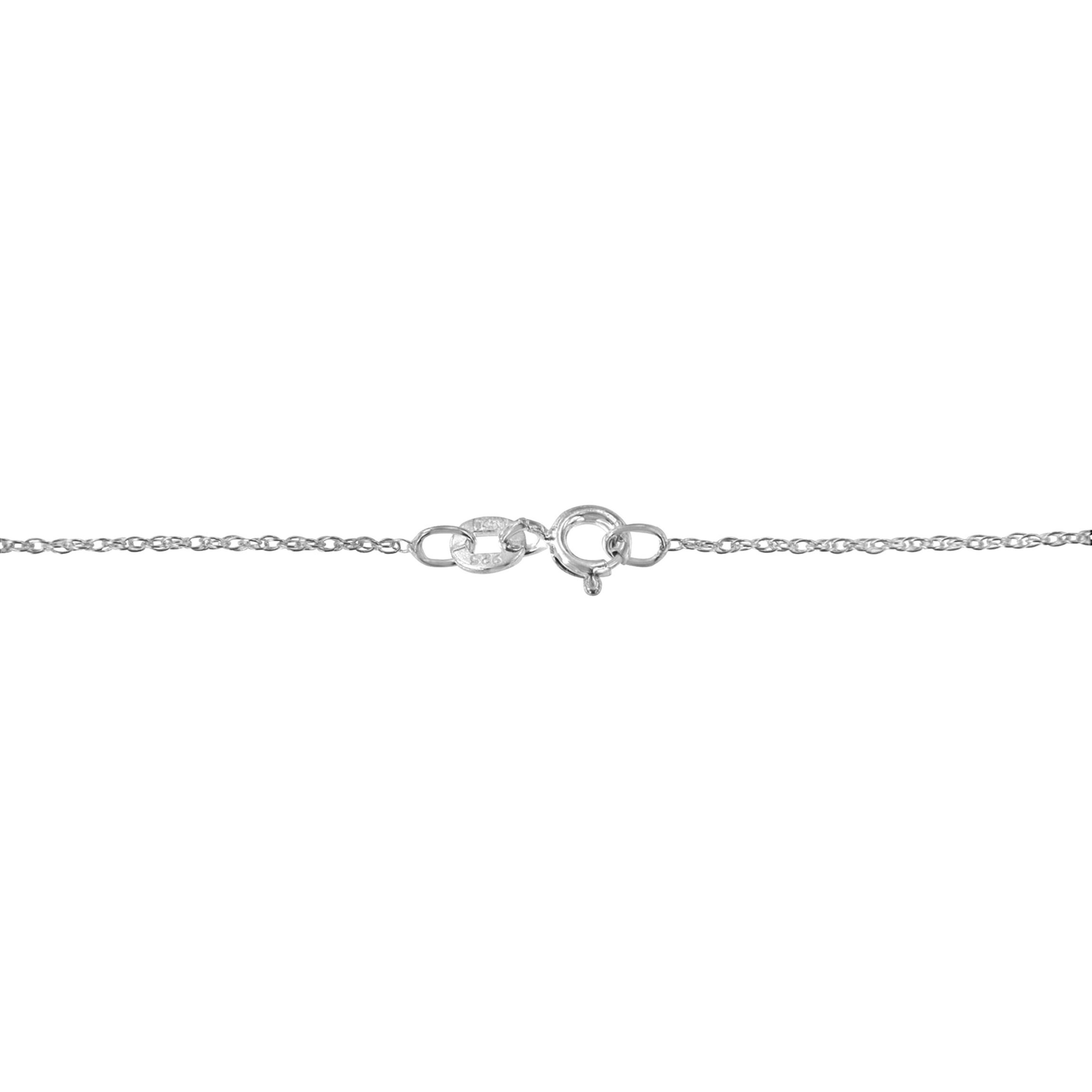 Silver 1.00 Cttw Baguette Diamond Composite Open Heart 18" Inch Pendant Necklace