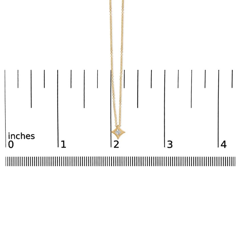 10K Gold 1/10 Cttw Bezel Set Solitaire Princess Diamond Kite Shaped Pendent Necklace