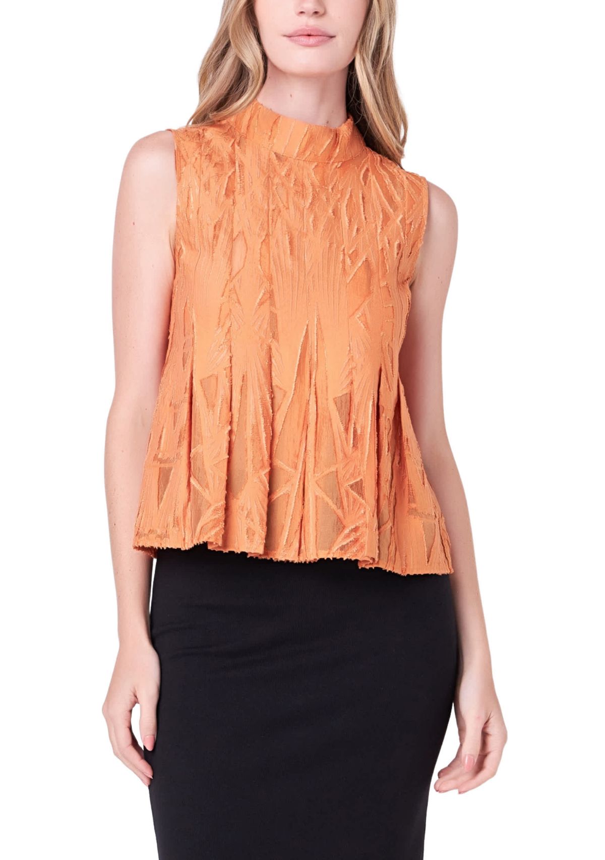 Burnout Pleated sleeveless Top