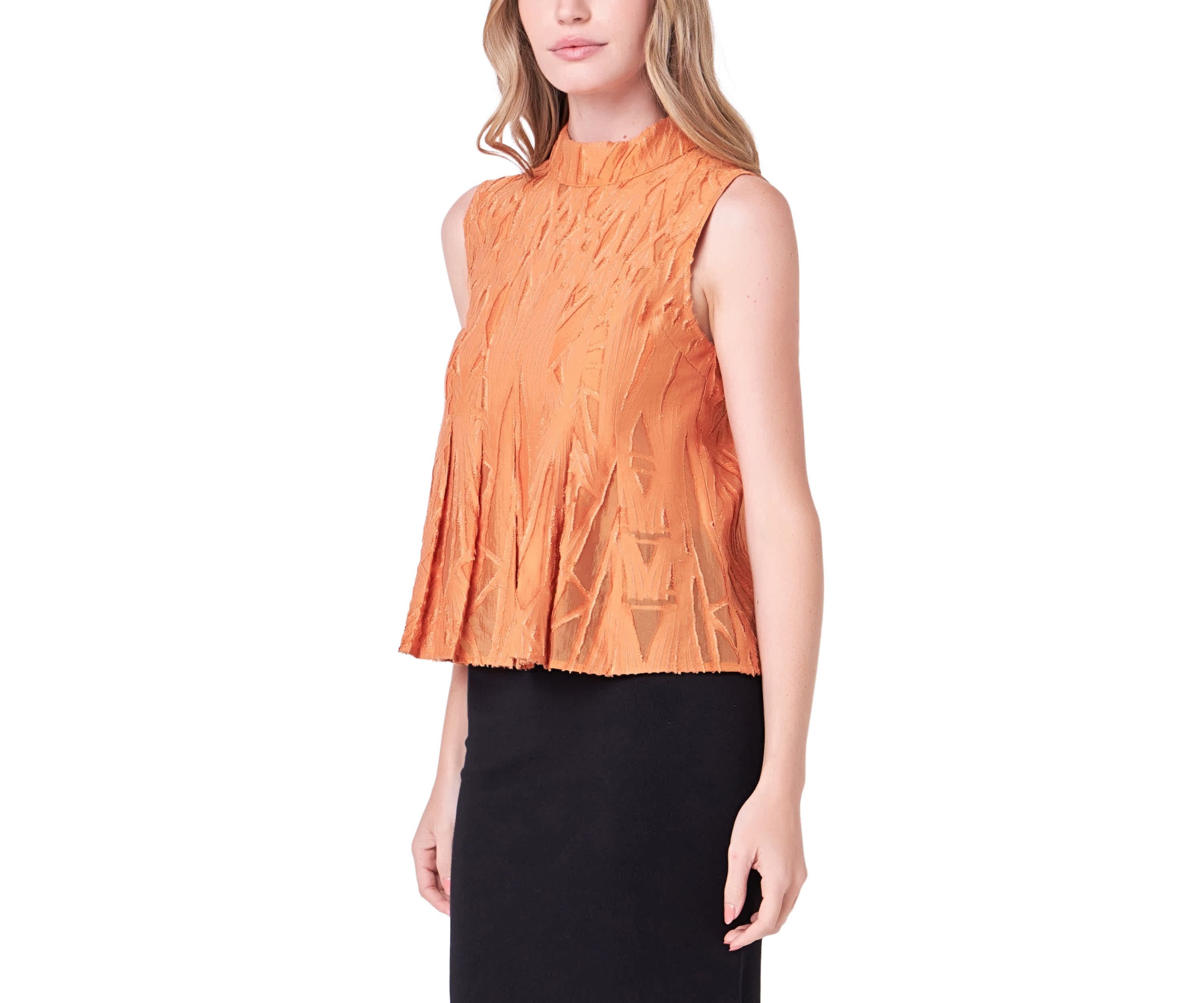 Burnout Pleated sleeveless Top