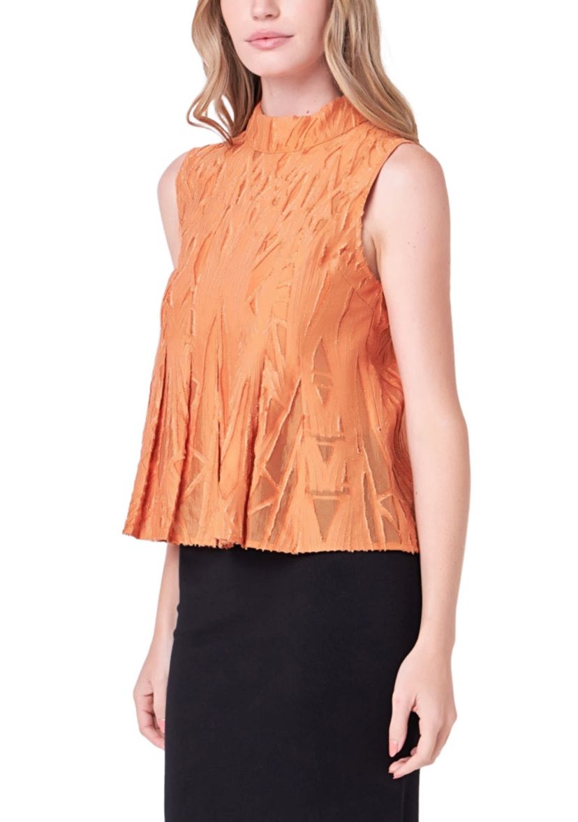 Burnout Pleated sleeveless Top