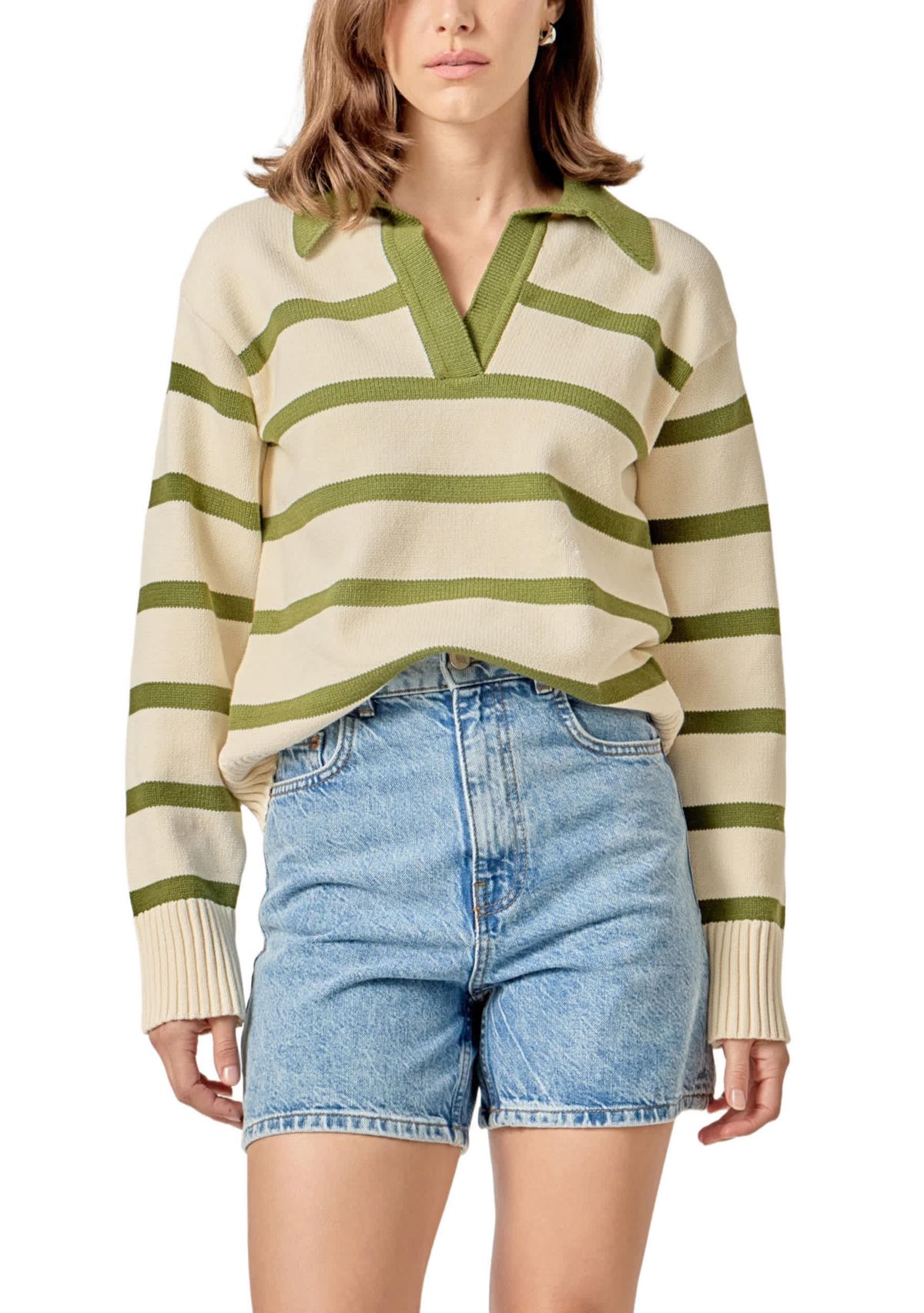 Striped Collared Sweater