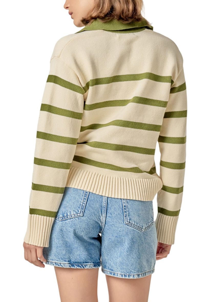 Striped Collared Sweater