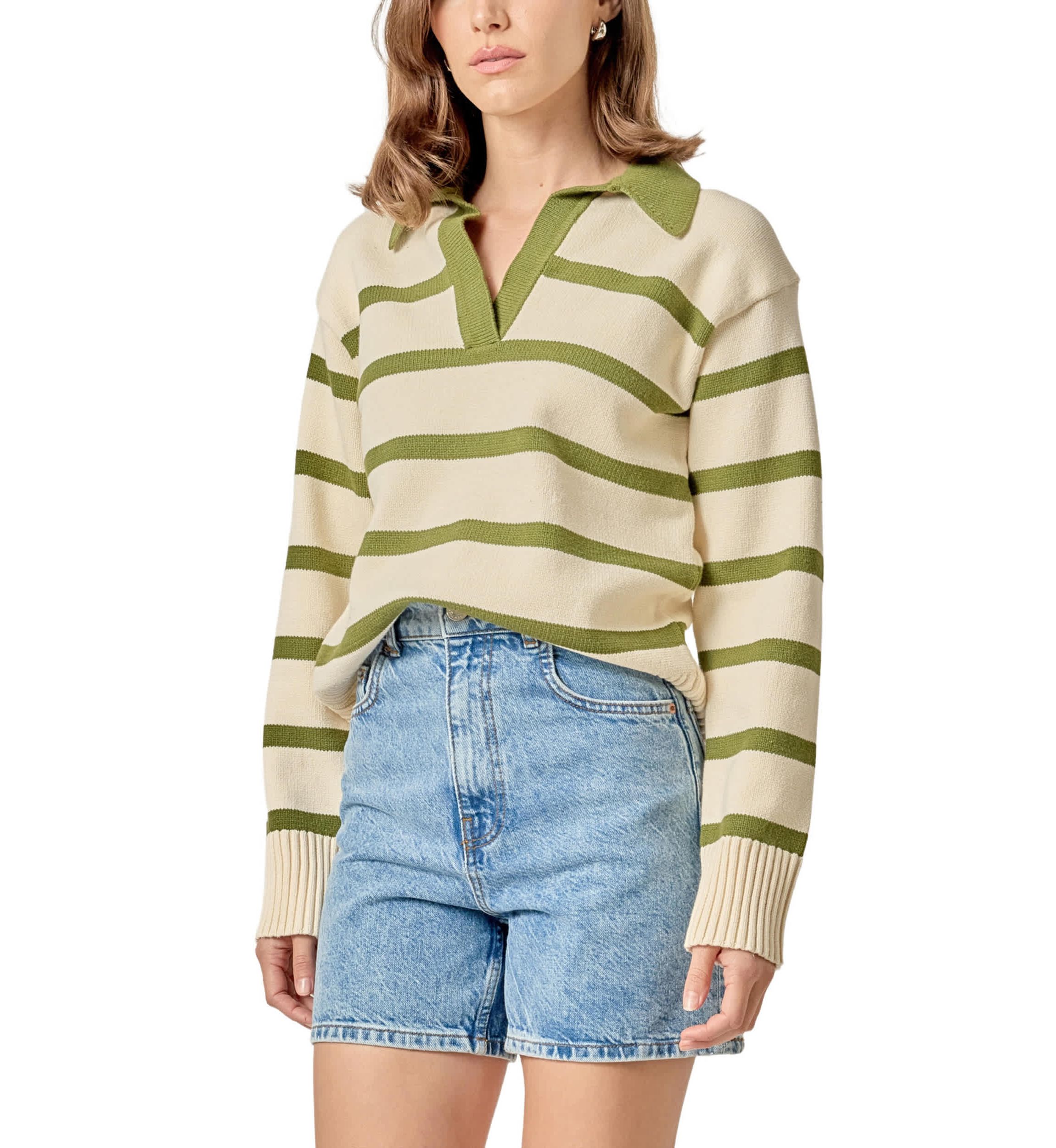 Striped Collared Sweater