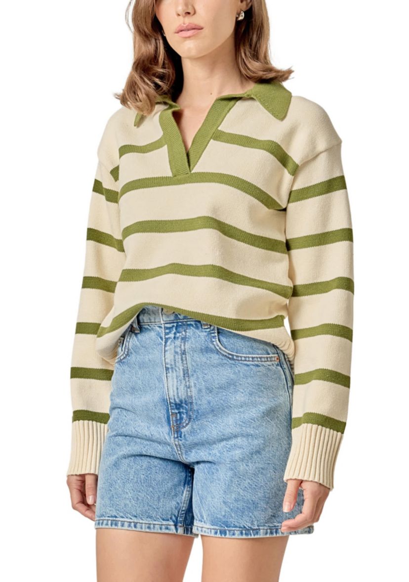 Striped Collared Sweater