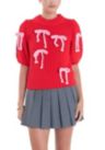 Bow Detailed Puff Sleeves Knit
