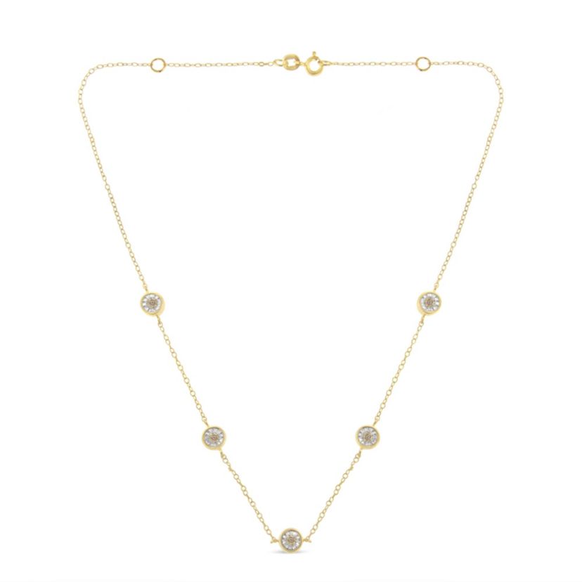 Sterling Silver 1/2 Cttw Diamond Station Necklace